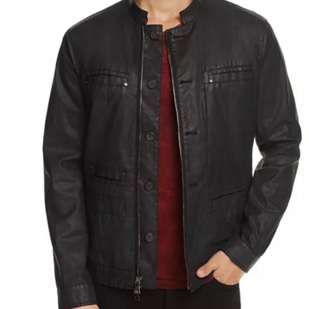 John Varvatos Men's Black waxed cotton Jacket size US 46 (XL)